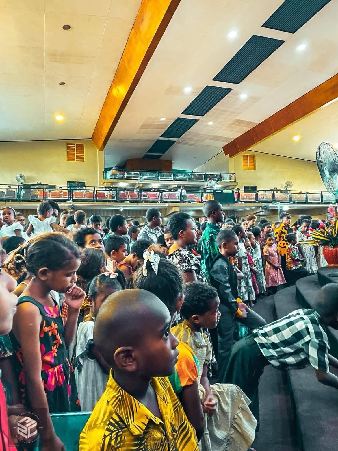 The congregation gathered in fellowship