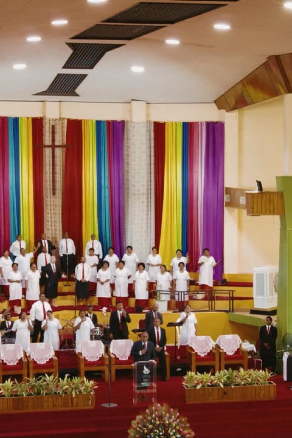 Recent church service with choir and leaders at Mount Zion Cathedral